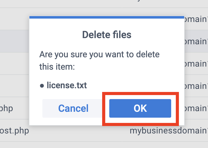 delete option for CloudPanel File Manager