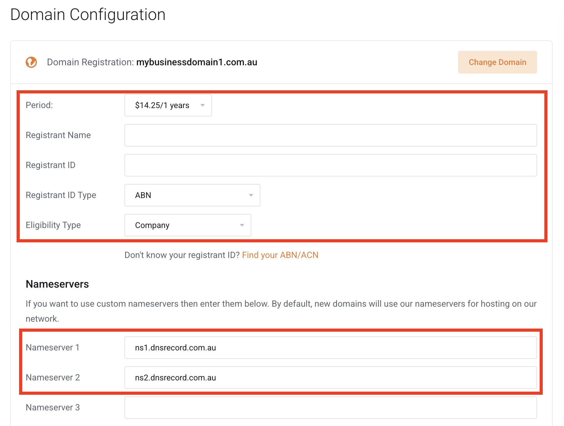 register and manage domain names: setup nameserver
