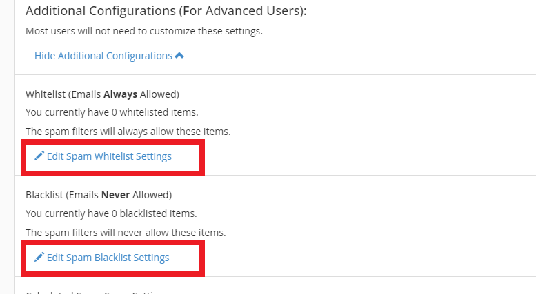email block or allow lists feature in cPanel