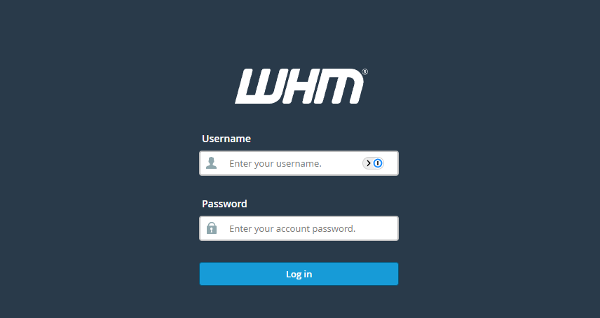 log into WHM