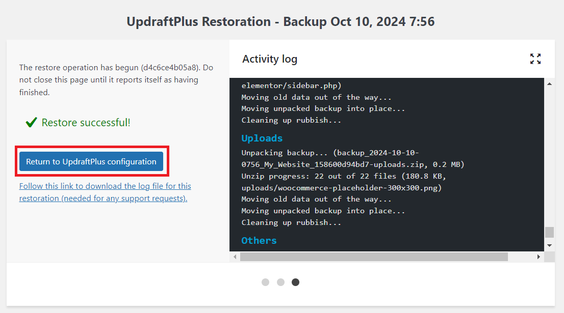 clone a wordpress site: updraftplus