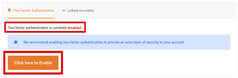 enable MFA: click to enable