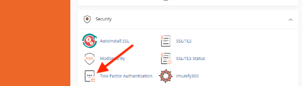 two-Factor authentication tool in cPanel