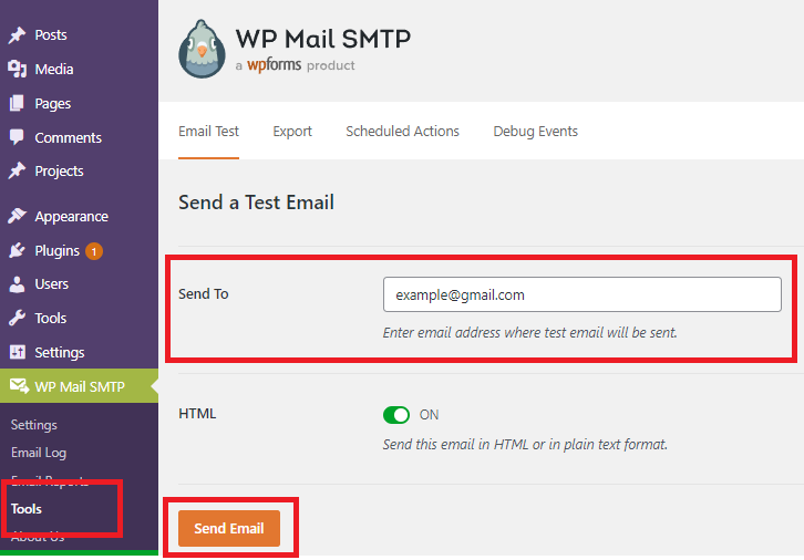 wordpress smtp