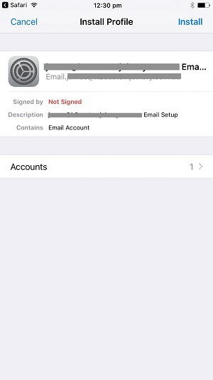 install profile to configure email on older Apple devices