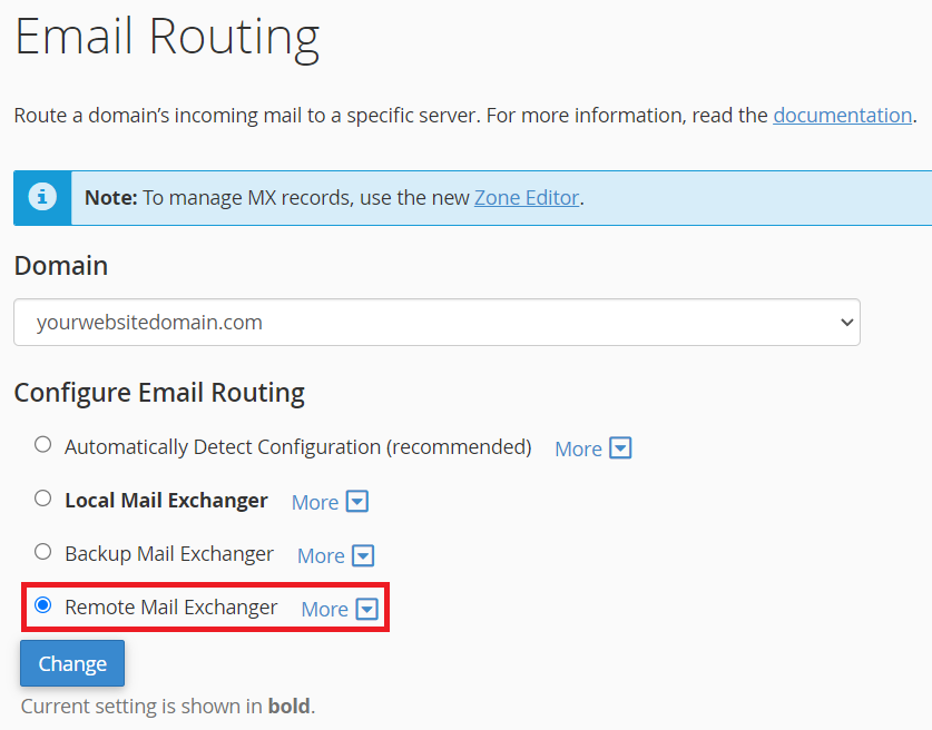 email routing: remote mail exchanger