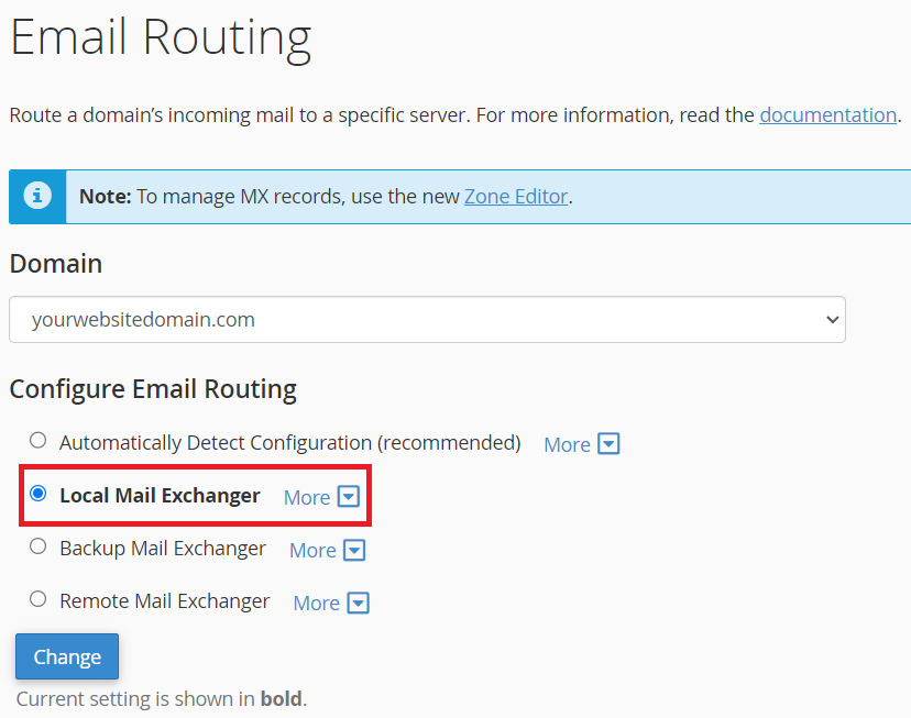 email routing: local mail exchanger