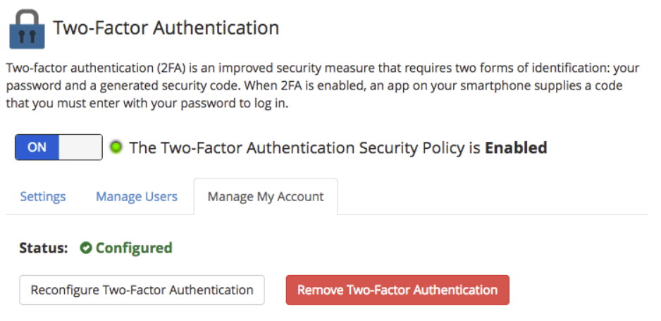 Enable MFA or 2FA on WHM/cPanel is now enabled