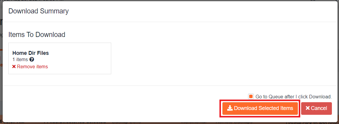 JetBackup 5: download select items