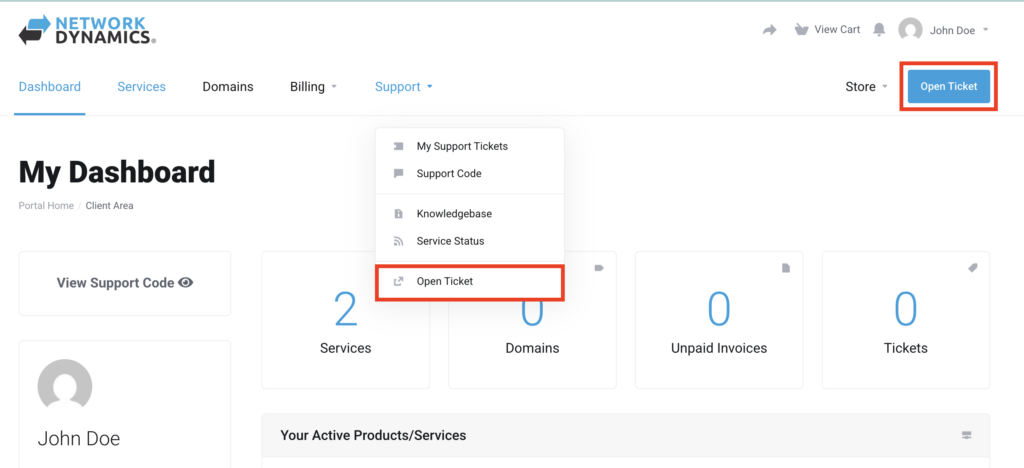 submit a support ticket