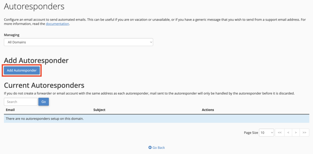 autoresponder in cPanel