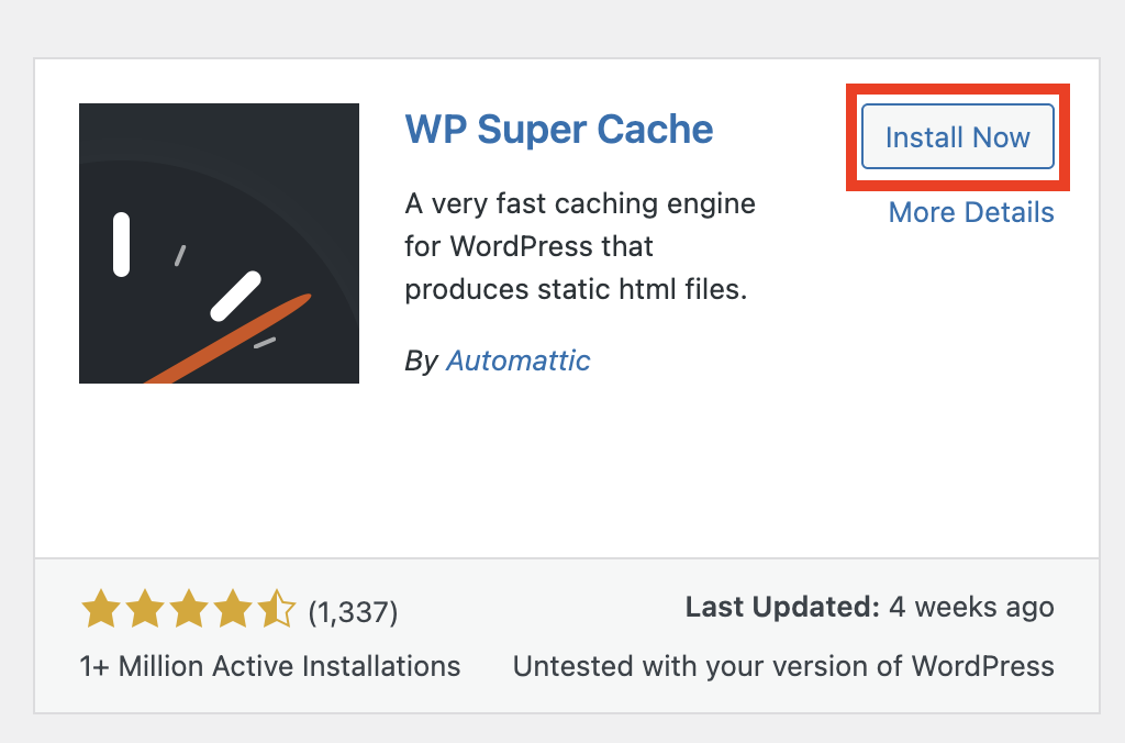 install and use WP Super Cache